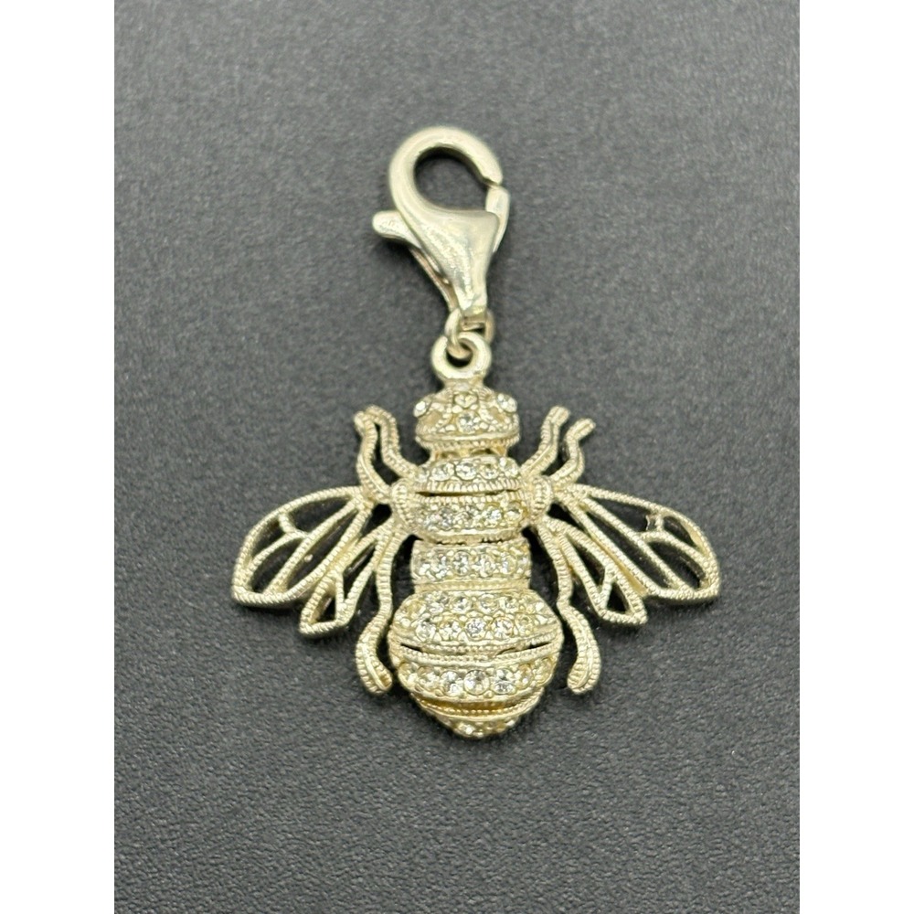 EUC Sterling Silver Cubic Zirconia Bumble Bee Lobster Charm E13